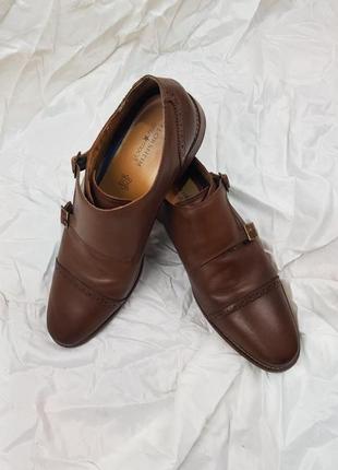 Чоловічі шкіряні коричневі туфлі дербі монки florsheim mens shoes 46р