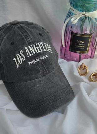 Бейсболка кепка в винтажном стиле с надписью los angeless серая синяя хаки состаренная кепка унисекс мужская женская 100% хлопок5 фото