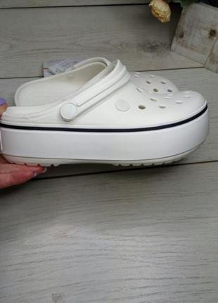 Крокси crocs crocband platform clog white на платформі білі жіночі крокси крокбенд