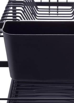 Сушилка для посуды двухуровневая с поддоном 52х24,7х34,5 см kamille черный (2000002747154)7 фото