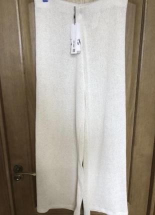 Нові біло- молочні в'язані широкі штани на гумці 50-54 р zara1 фото