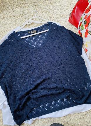 Шикарный нежный вязаный ажурный  свитер короткий рукав/футболка ,bonprix,p.16-223 фото