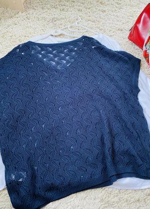Шикарный нежный вязаный ажурный  свитер короткий рукав/футболка ,bonprix,p.16-2210 фото