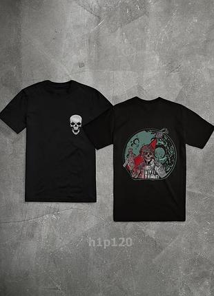 Чоловіча базова чорна футболка з принтом