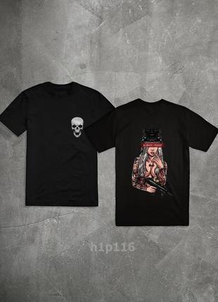 Чоловіча базова чорна футболка з принтом