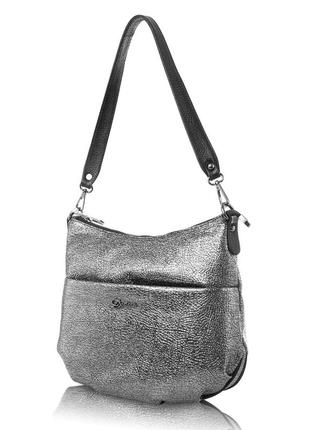 Женская кожаная сумка ридикюль (shi3018-669) 27х23х7 см desisan серебряный (2000001489741)1 фото