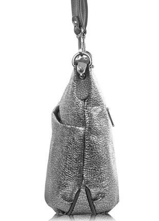 Женская кожаная сумка ридикюль (shi3018-669) 27х23х7 см desisan серебряный (2000001489741)3 фото