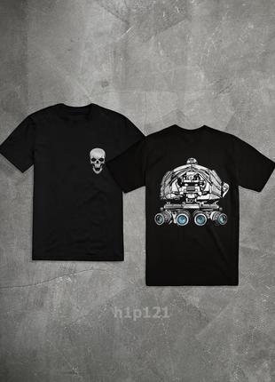 Чоловіча базова чорна футболка з принтом