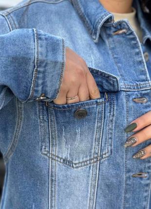 Джинсовая куртка удлиненная джинсовка7 фото