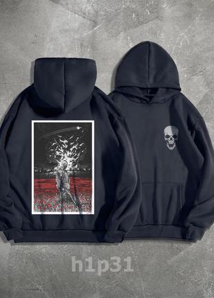 Якісне демісезонне худі з принтом графіт