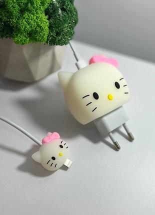 Чехол hello kitty на зарядный блок и кабель