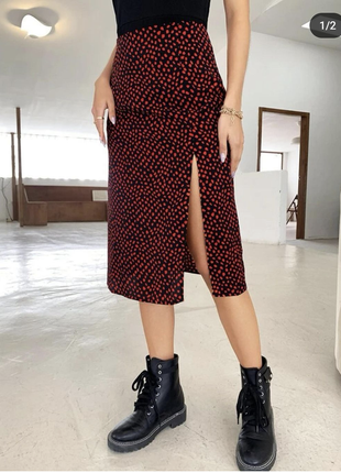 Юбка с разрезом миди shein m