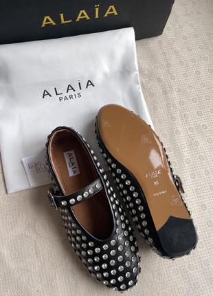 Балетки alaia с камушками натуральная кожа черные белые красные женские 4