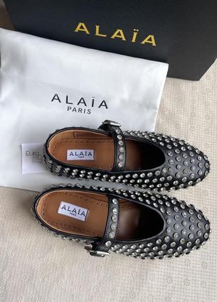 Балетки alaia с камушками натуральная кожа черные белые красные женские 7