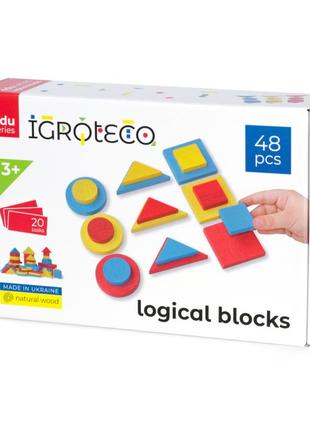 Обучающий набор "логические блоки дьенеша", 48 деталей igroteco 6,6х27х18 см дерево cl0120594