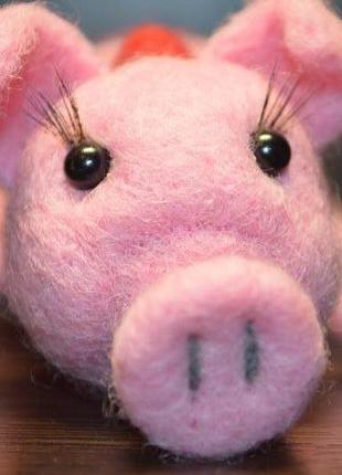 Игрушка из шерсти "поросенок лола"