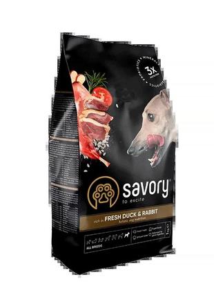 Сухий корм для собак всіх порід savory качка з кроликом 3 кг