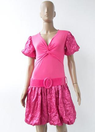 Оригинальное комбинированное платье розового цвета, размер м.