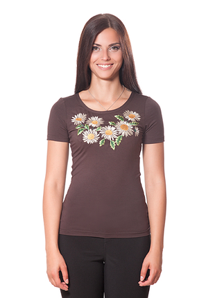 Футболка ромашки вышивка вв126