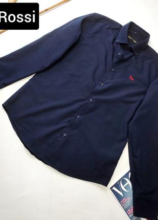 Рубашка мужская темно синего цвета от бренда mario rossi s1 фото