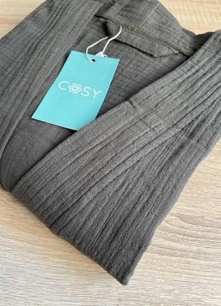 Женский муслиновый халат на запах хаки банный халат для девушек из муслина