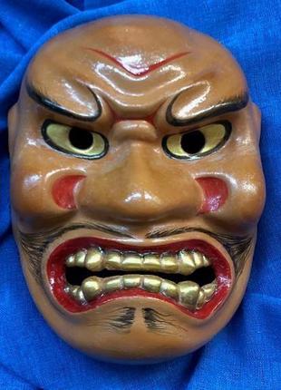 Noh mask shikami, керамічна японська маска shikami, ручний розпис