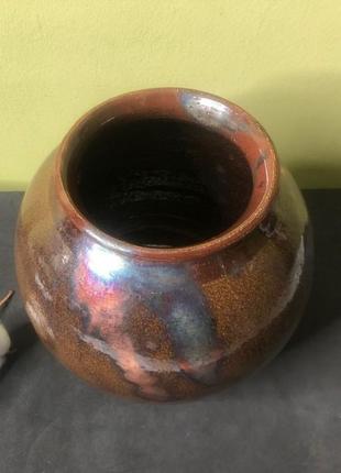 Керамічна ваза handmade, створена в техніці раку6 фото