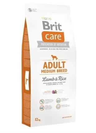 Сухой корм для взрослых собак средних пород brit care adult medium breed lamb & rice 12 кг