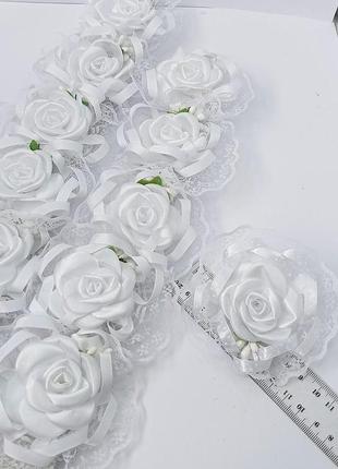 Бант білий на гумці. діаметр 8 см. ціна за пару (2 шт)