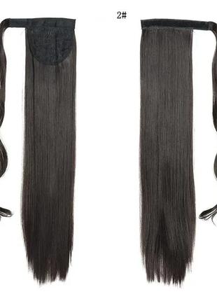 56 см хвост шиньон черная на резинке накладной на ленте искусственные волосы ...