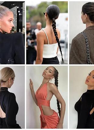 56 см хвост шиньон черная на резинке накладной на ленте искусственные волосы ...