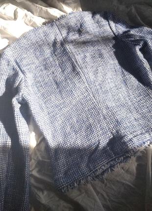 Базовый жакет, пиджак твидовый, old money, укороченный сине-белый с пуговицами4 фото