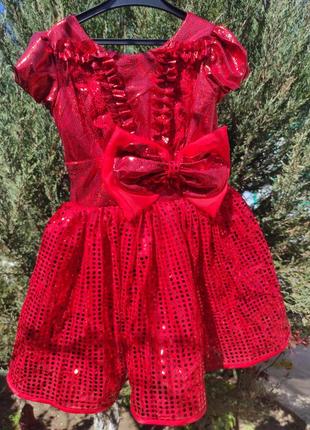 Волшебное красное платье для вашей дочурки на рост 116-130