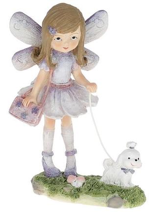 Декоративна статуетка малятко фея з собачкою, 13см - 2 шт упаковка товар від виробника
