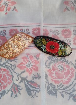 Дерев'яна заколка для волосся автомат.