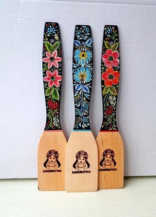 Дерев'яна лопатка No1, No2. No3 ручний розпис петриківського розпису.