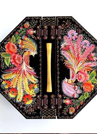 Деревянная большая шкатулка для украшений, авторская ручная роспись. петриковская роспись..