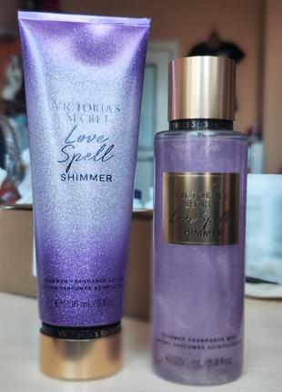 Набор городов спрей лосьон шиммер victoria’s secret love spell shimmer