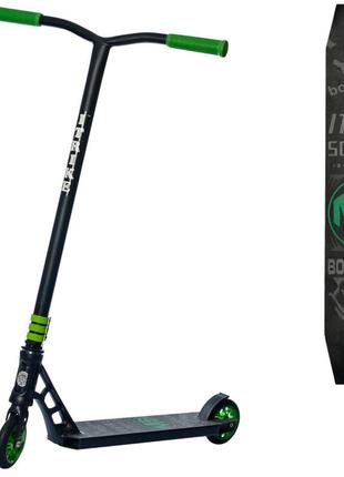Самокат трюковий двоколісний 91,5х49х35-11 см itrike чорно-зелений (2000002177777)