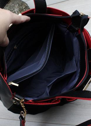 Хитовая замшевая сумка на две ручки и длинным ремешком7 фото