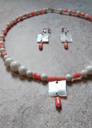 Комплект: кольє-чокер і сережки "морський дует"