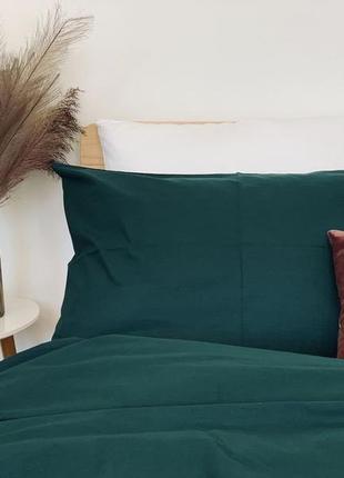 Комплект постельного белья евро deep green с натурального хлопка ранфорс 200х220 см4 фото