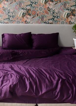 Комплект постельного белья евро burgundy с натурального сатина 200х220 см1 фото