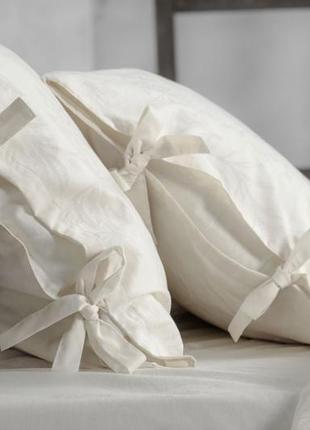 Комплект постельного белья евро crema на завязках с натурального сатин 200х220 см4 фото