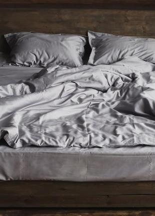 Комплект постельного белья евро grey smoke с натурального сатина 200х220 см1 фото