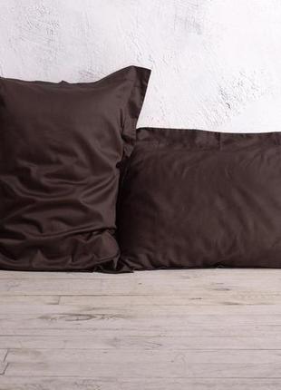 Комплект постельного белья евро crema and chocolate с натурального сатина 200х220 см3 фото