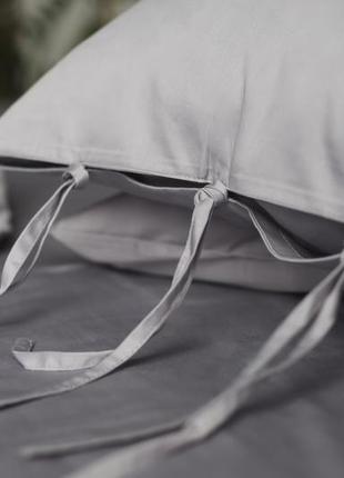 Комплект постельного белья евро grey smoke на завязках с натурального сатина 200х220 см2 фото