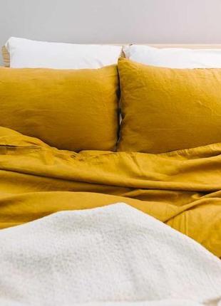 Комплект постельного белья евро orange с натурального льна 200х220 см2 фото