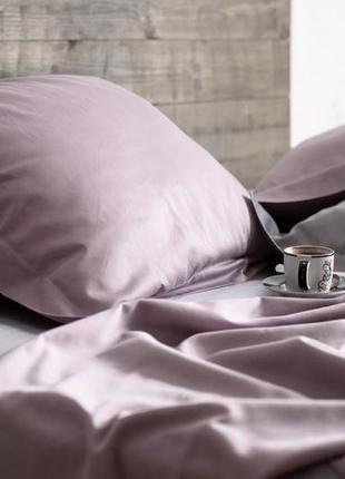Комплект постельного белья евро grey rose с натурального сатина 200х220 см3 фото