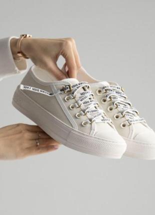 Кеди walk'n'dior sneaker white cotton canvas